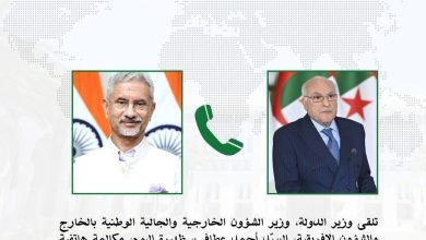 أحمد عطاف يتلقى مكالمة هاتفية من نظيره الهندي