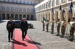 رئيس الجمهورية عبد المجيد تبون خلال استقباله ومحادثاته مع الرئيس الإيطالي سيرجيو ماتاريلا في قصر كويرينالي