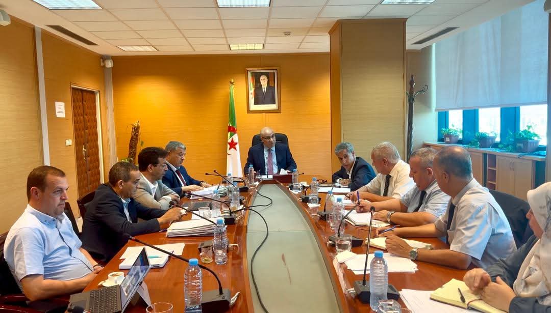 صورة من اجتماع الوزير الطيب زيتوني مع رؤساء اللجان المكلفة بالتحضيرات لمعرض التجارة البينية الإفريقية IATF 2025