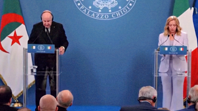 رئيس الجمهورية عبد المجيد تبون ورئيسة الوزراء الإيطالية جورجيا ميلوني في اختتام منتدى الأعمال الجزائري الإيطالي