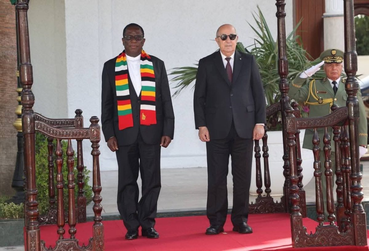 رئيس الجمهورية عبد المجيد تبون خلال استقباله نظيره الزيمبابوي إمرسون منانغاغوا.