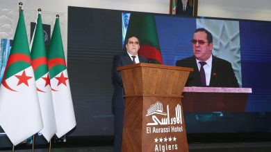 وزير الاتصال محمد مزيان خلال افتتاح الملتقى العربي الأول حول اللغة والإعلام بفندق الأوراسي