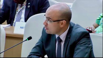 سفيان شايب خلال مشاركته في مؤتمر أممي بأوازا بتركمنستان حول الدول النامية غير الساحلية