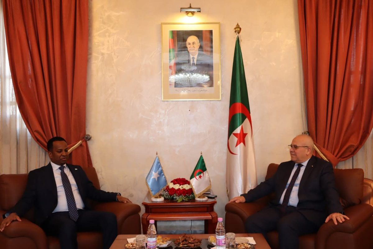 وزير الفلاحة يوسف شرفة خلال لقائه وزير الخارجية الصومالي في مقر الوزارة