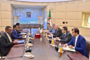 أحمد عطاف ووزير الخارجية الصومالي خلال توقيع اتفاقيات التعاون في الجزائر