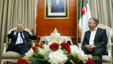 وزير التعليم العالي كمال بداري والعالم الجزائري كريم زغيب خلال اجتماع حول البحث في الطاقات الجديدة