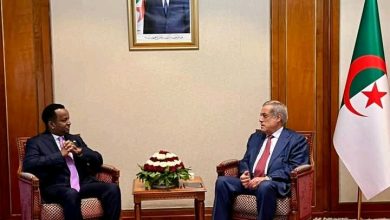 الوزير الأول نذير العرباوي خلال استقباله وزير الخارجية الصومالي في قصر الحكومة