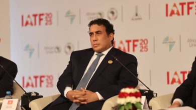 رئيس المجلس الرئاسي الليبي محمد المنفي خلال كلمته في معرض IATF 2025 بالجزائر العاصمة