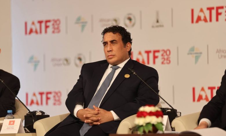 رئيس المجلس الرئاسي الليبي محمد المنفي خلال كلمته في معرض IATF 2025 بالجزائر العاصمة