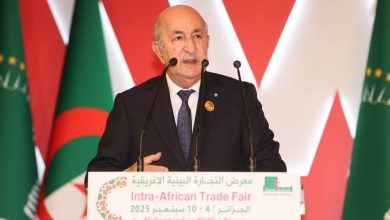 الرئيس عبد المجيد تبون خلال جلسة النقاش الإفريقية حول معرض التجارة البينية الإفريقية،