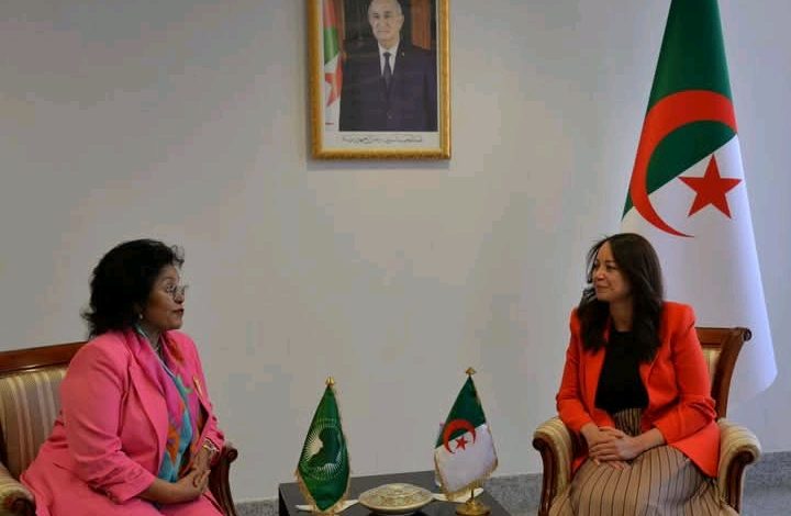 بختة سلمة منصوري خلال لقائها مع الرئيسة التنفيذية للوكالة الإفريقية للتنمية AUDA-NEPAD