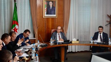 الوزير الأول بالنيابة سيفي غريب خلال اجتماع لدعم صادرات الإسمنت والكلنكر بقصر الحكومة