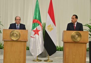 الوزير الأول سيفي غريّب خلال تصريحه امام الصحافة عقب اختتام أشغال الدورة التاسعة للجنة العليا المشتركة الجزائرية-المصرية للتعاون