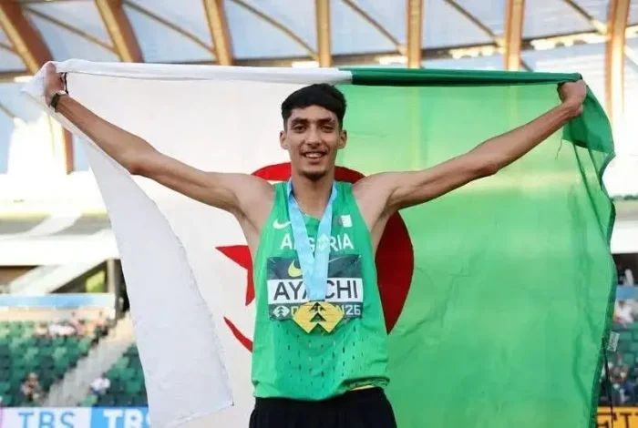تتويج الجزائري يونس عياشي بطلا للعالم ععقب فوزه في نهائي بطولة العالم لألعاب القوى لاقل من 20 سنة